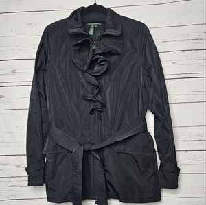 Lauren Ralph Lauren Black Ruffle Self Tie Jacket
